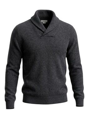 Christopher Fischer 100% Cashmere Grey Pullover Shawl Neck Sweater Size Small